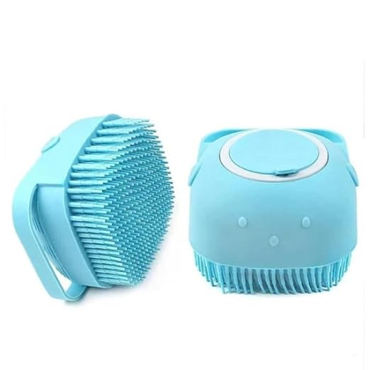 Dog Bath Brush | Soft Silicone Bristles Pet Grooming/Bathing & Massage Brushes | Dog & Cat Accessories | Labrador, German Shepherd, Golden Retriever | Shampoo Dispenser Washing Brush-Pack of 1